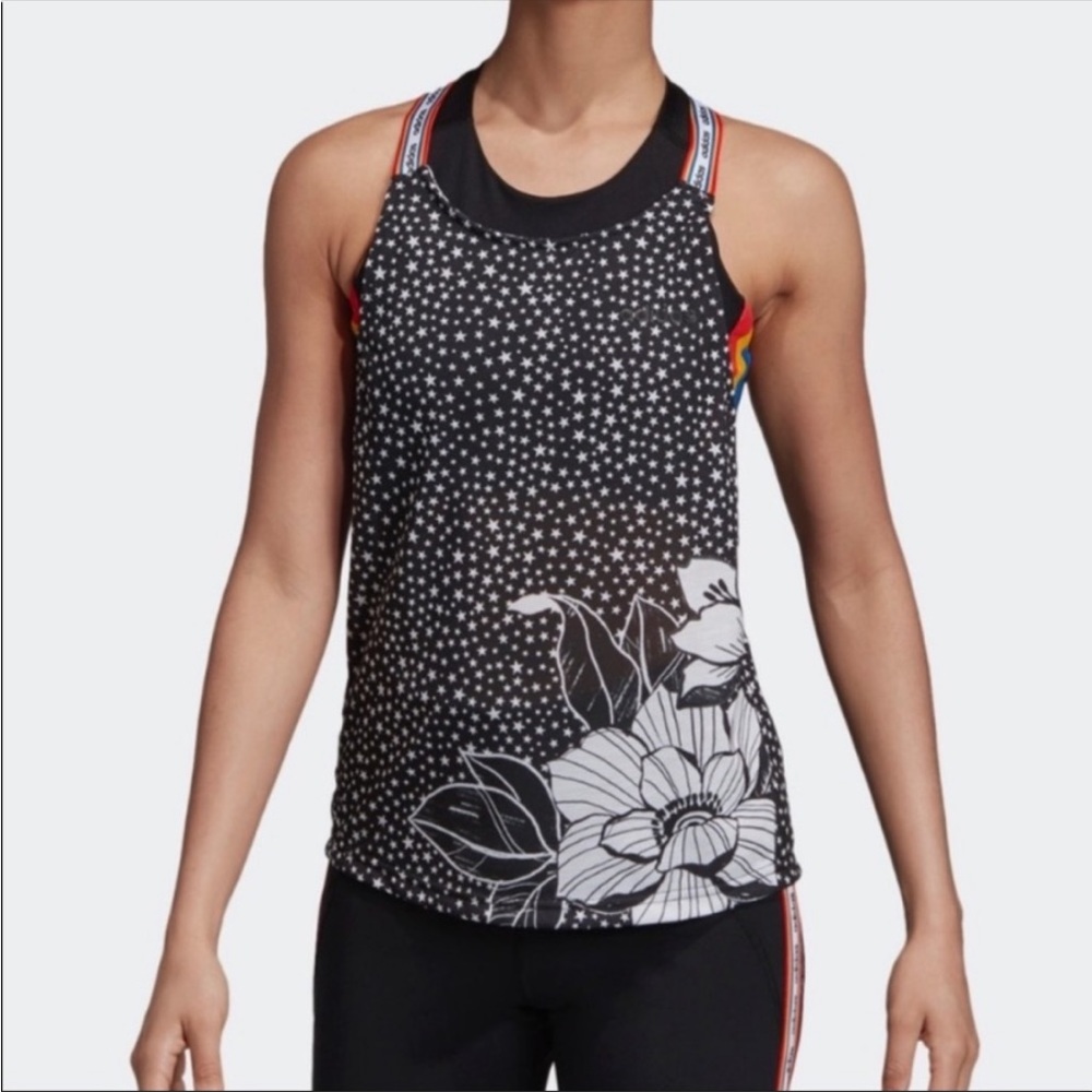 adidas X Farm Rio Workout Tank Floral Star Pattern Climalite Small